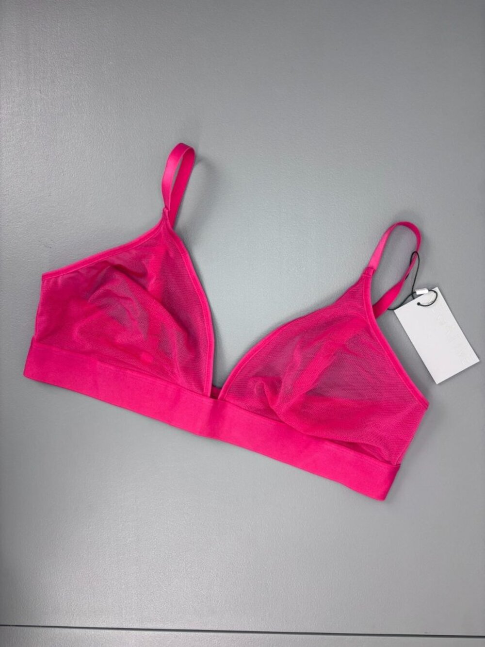 Negative women's 5 hot pink Sieve triangle bra bralette mesh unlined wireless